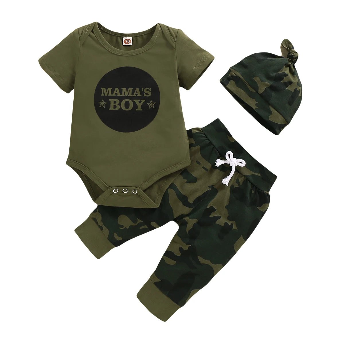 0 - 18 Months Newborn Baby Boy Clothes Set Letter Print Short Sleeve Bodysuit+Camouflage Pants+Hat 3PCS Toddler Boy Summer Outfits - Baby Store