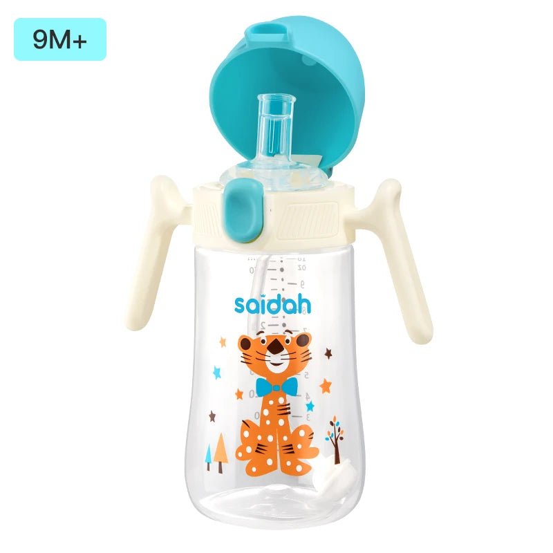 10oz Clamshell Baby Feeding Bottle Silicone Straw Spill - Proof Leak - Resistant Toddler Training Drinking Water Sippy Cup - Baby Store