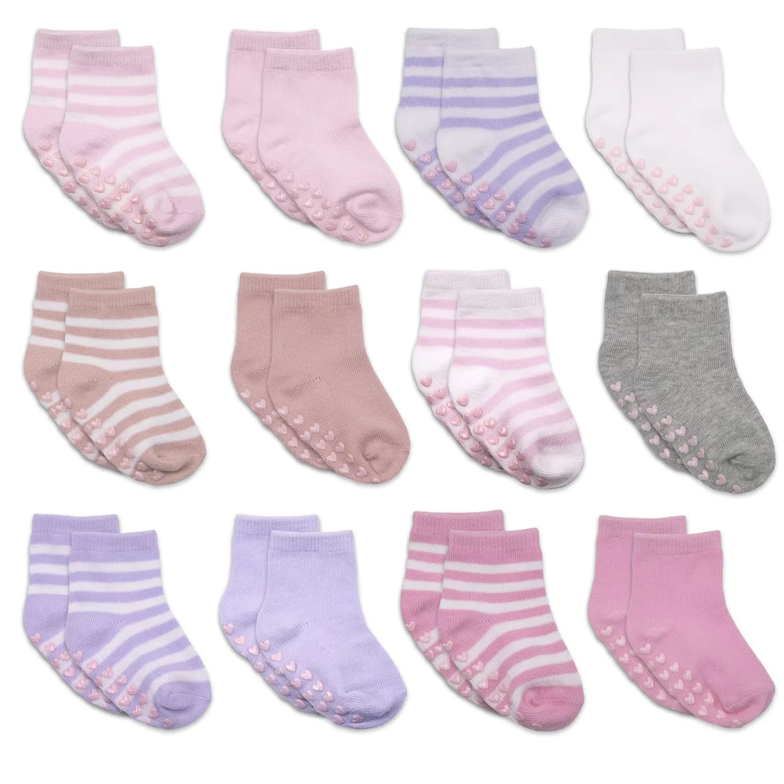 Colorful 12 Pairs/lot 0 to 4 Yrs Cotton Children's Anti-slip Non Skid Socks for Boys and Girls with Rubber Grips.