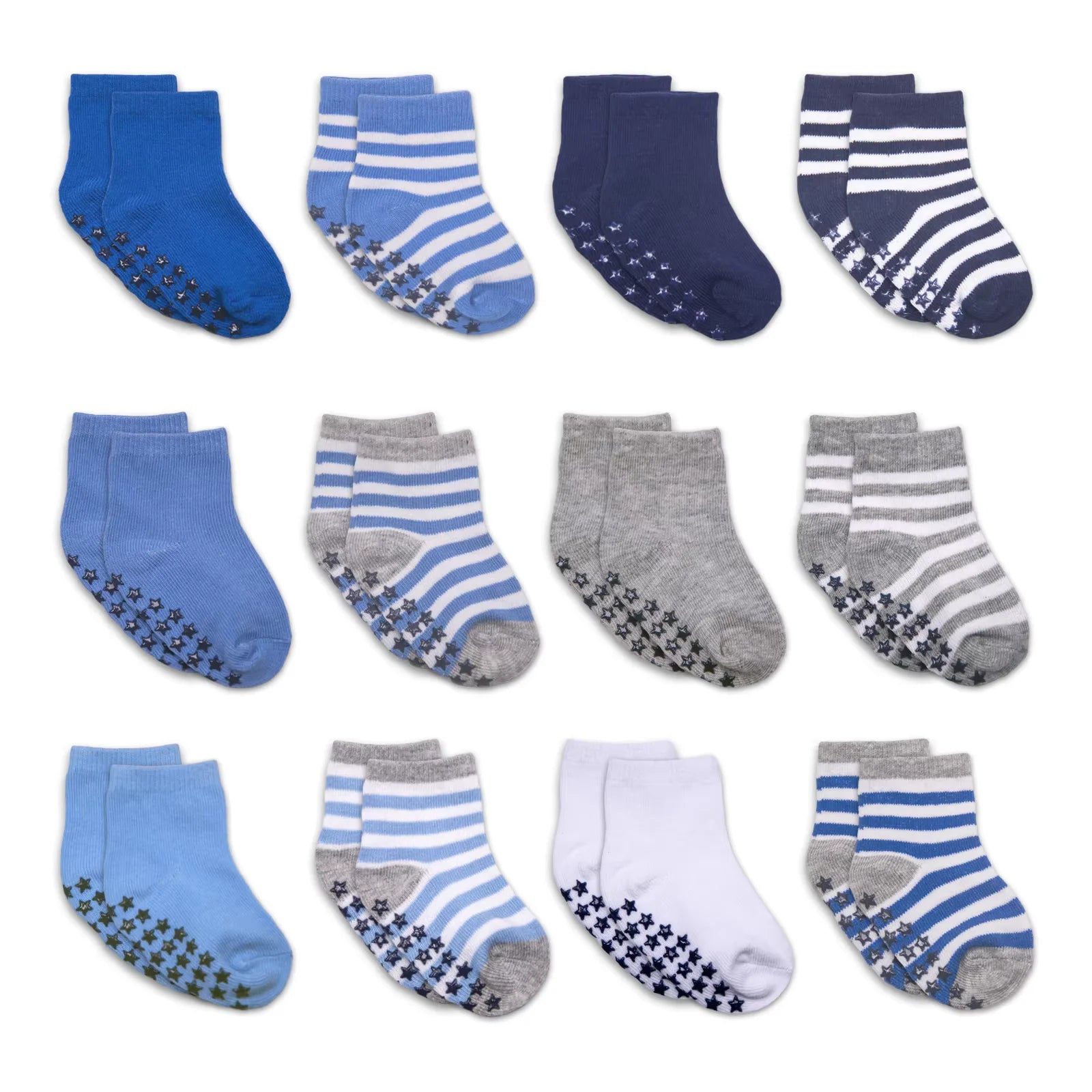 Colorful 12 Pairs/lot 0 to 4 Yrs Cotton Children's Anti-slip Non Skid Socks for Boys and Girls with Rubber Grips.