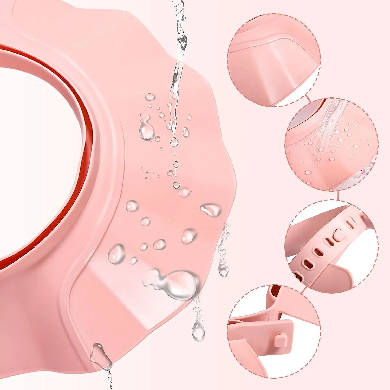 1pc Baby Adjustable Shower Cap Ear Protection Safe Shampoo Bathing Soft Hat Tpe Material Reusable Multi-Functional Sun Hat