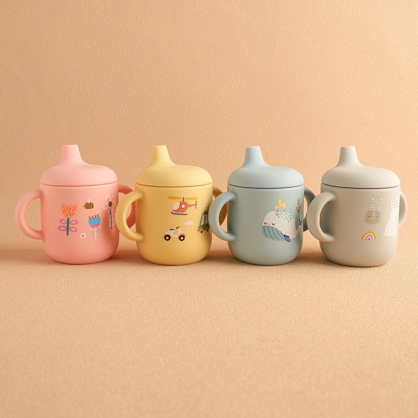 1PCS Cartoon Silicone Baby Feeding Cup BPA Free Leak Proof Training Cup With Handle Travel Friendly Dishwasher Safe Baby Stuff