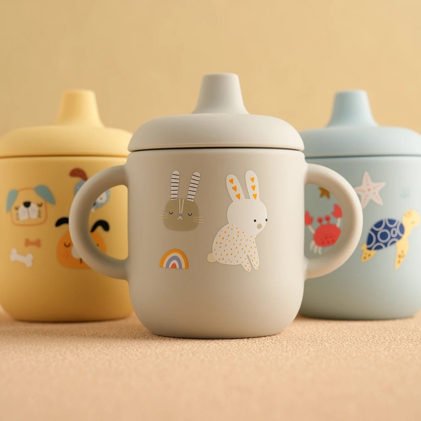1PCS Cartoon Silicone Baby Feeding Cup BPA Free Leak Proof Training Cup With Handle Travel Friendly Dishwasher Safe Baby Stuff - Baby Store