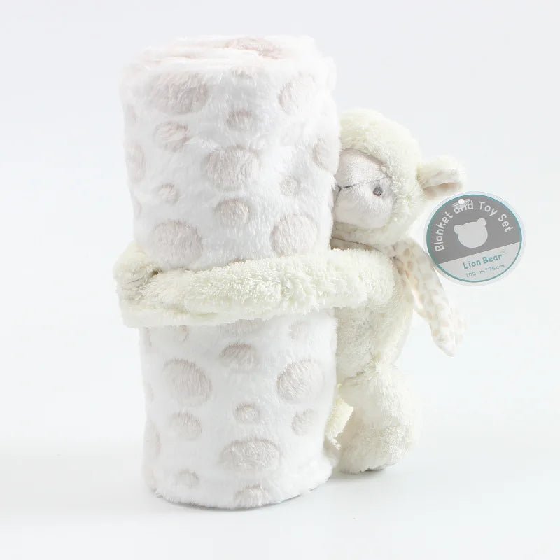 2 Piece Plush Baby Flannel Blanket & Stuffed Animal Gift Set Pink Bunny Newborn Baby Sleeping Blankets - Baby Store