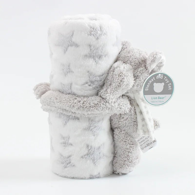 2 Piece Plush Baby Flannel Blanket & Stuffed Animal Gift Set Pink Bunny Newborn Baby Sleeping Blankets - Baby Store