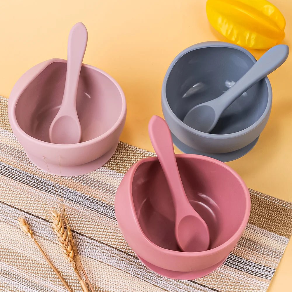 2PC Silicone Sucker Bowl Feeding Tableware for Infant and Young Training Learning To Eat Bowls and Baby Supplementary Food Bowls - Baby Store