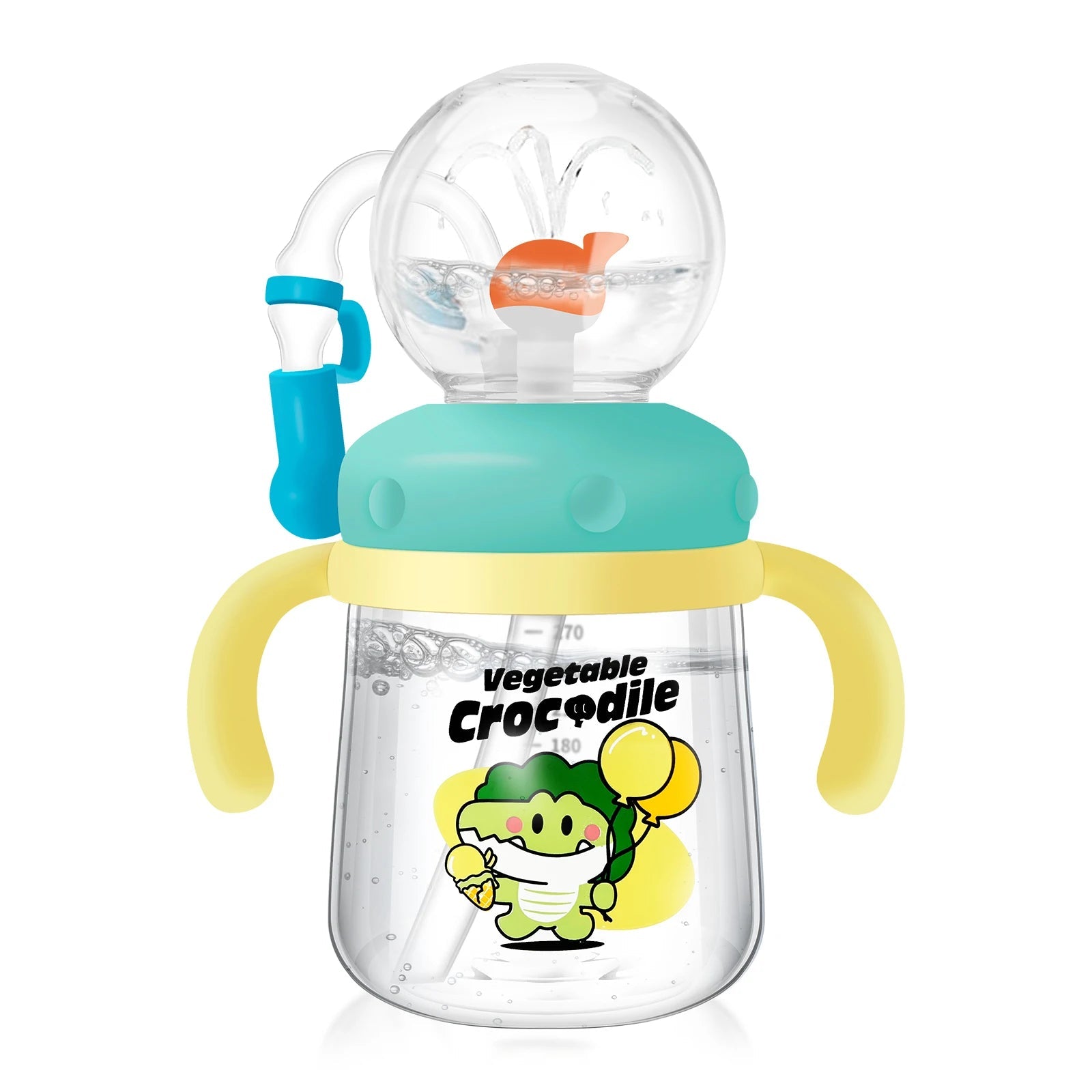 300ml Children Drinking Bottle w/ Straw Feeding Cup Creative Whale Squirt Water Cup Kids Learn Feeding Drinking Bottle BPA Free - Baby Store