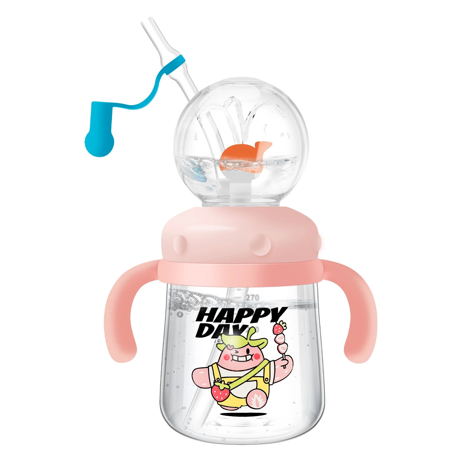 300ml Children Drinking Bottle w/ Straw Feeding Cup Creative Whale Squirt Water Cup Kids Learn Feeding Drinking Bottle BPA Free - Baby Store