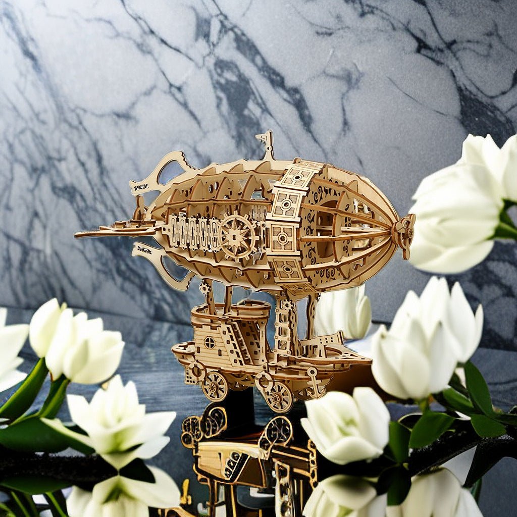 3D creative three - dimensional puzzle manual DIY wooden airship assembly tabletop decoration model children's small toy gifts - Baby Store
