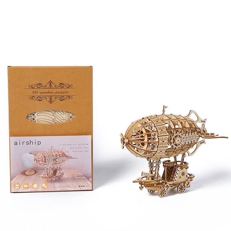 3D creative three - dimensional puzzle manual DIY wooden airship assembly tabletop decoration model children's small toy gifts - Baby Store