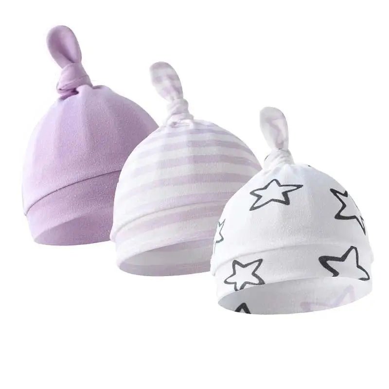 3Pcs Newborn Hat 100% Cotton Cartoon Print Infant Bonnet Hat Baby Beanie for Girls Boys Toddler Cap Newborn Gift 0-6M
