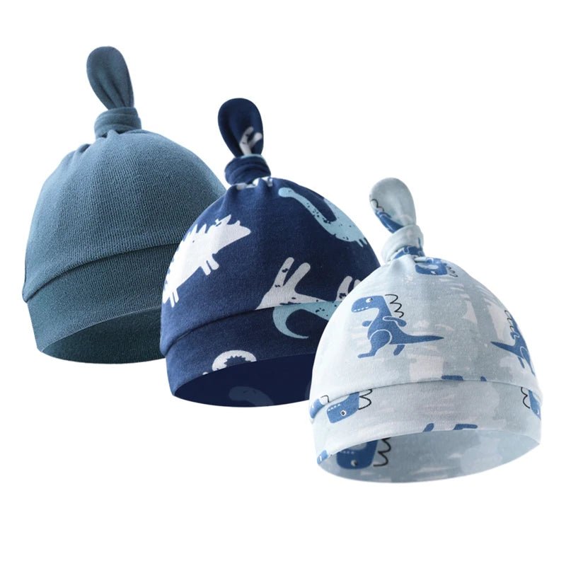 3Pcs Newborn Hat 100% Cotton Cartoon Print Infant Bonnet Hat Baby Beanie for Girls Boys Toddler Cap Newborn Gift 0-6M