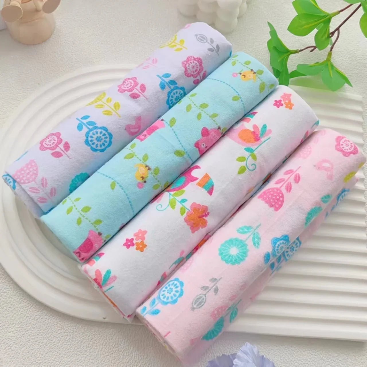 4pcs/pack 100% Cotton Receiving Baby Blanket Newborn 76x76cm Baby Bedsheet Supersoft Flannel Diapers New Born Blanket Swaddle - Baby Store