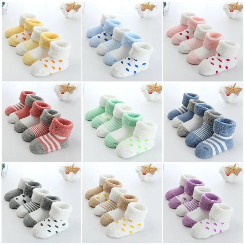 5 Pairs/lot Warm Socks For Infants Girls Boys Thick Sock For Toddler 0 to 24M Newborn Baby's Terry Socks Winter