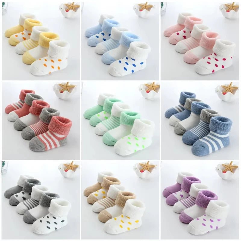 5 Pairs/lot Warm Socks For Infants Girls Boys Thick Sock For Toddler 0 to 24M Newborn Baby's Terry Socks Winter - Baby Store