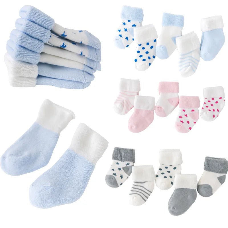 5Pair/lot New boy and girl baby socks thick newborn autumn and winter warm foot sock - Baby Store