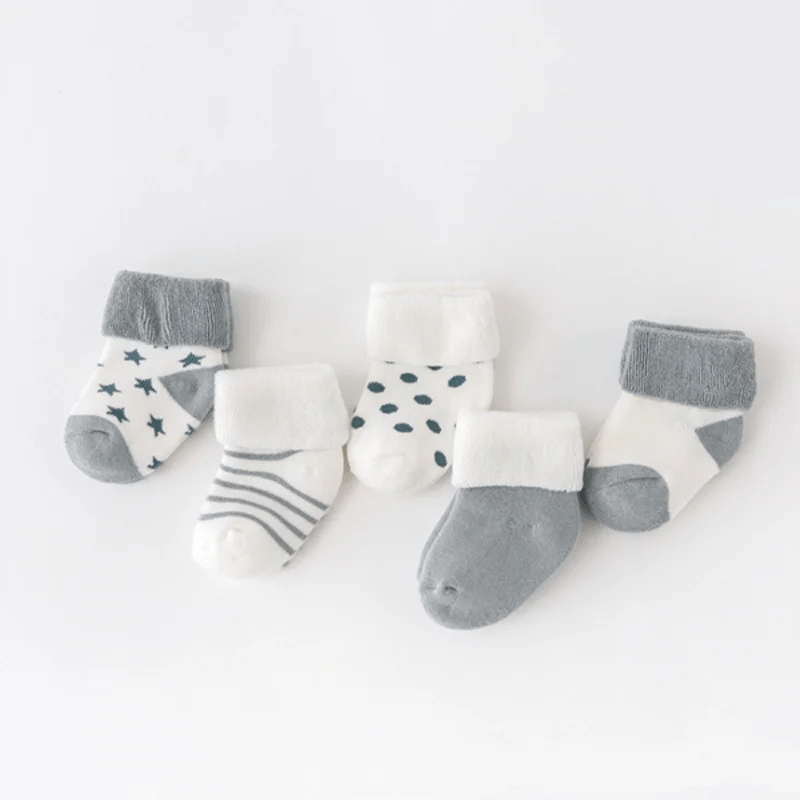 5Pair/lot New boy and girl baby socks thick newborn autumn and winter warm foot sock - Baby Store