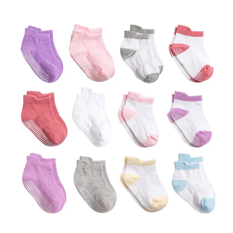6Pairs Baby's Non - slip Floor Socks For Toddler Kids Boys Indoor Activities Learn To Walk Ankle Socks - Baby Store