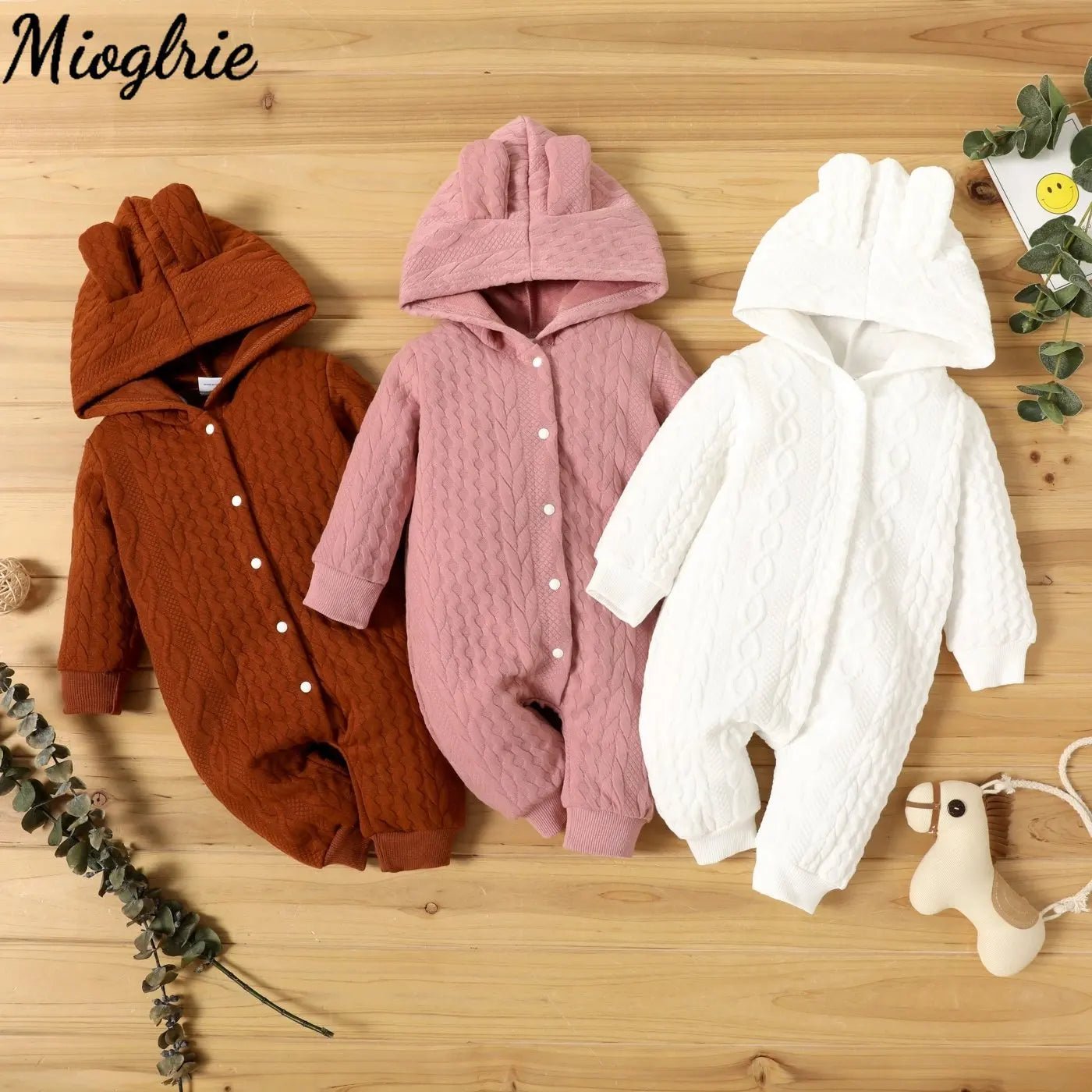 Autumn Winter Newborn Baby Romper Boys Girls Lovely Ears Hooded Long Sleeve Infant Bodysuit Warm Jumpsuit Toddler Girl Clothes - Baby Store