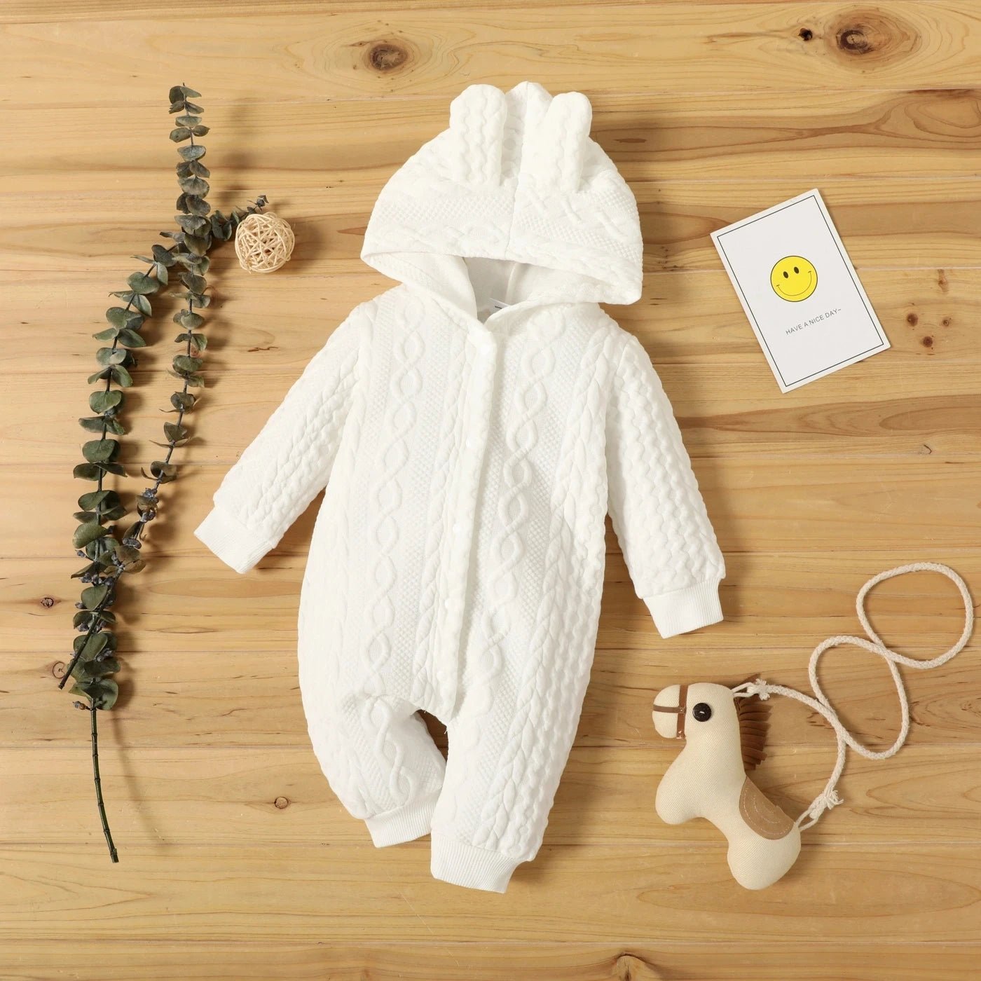 Autumn Winter Newborn Baby Romper Boys Girls Lovely Ears Hooded Long Sleeve Infant Bodysuit Warm Jumpsuit Toddler Girl Clothes - Baby Store