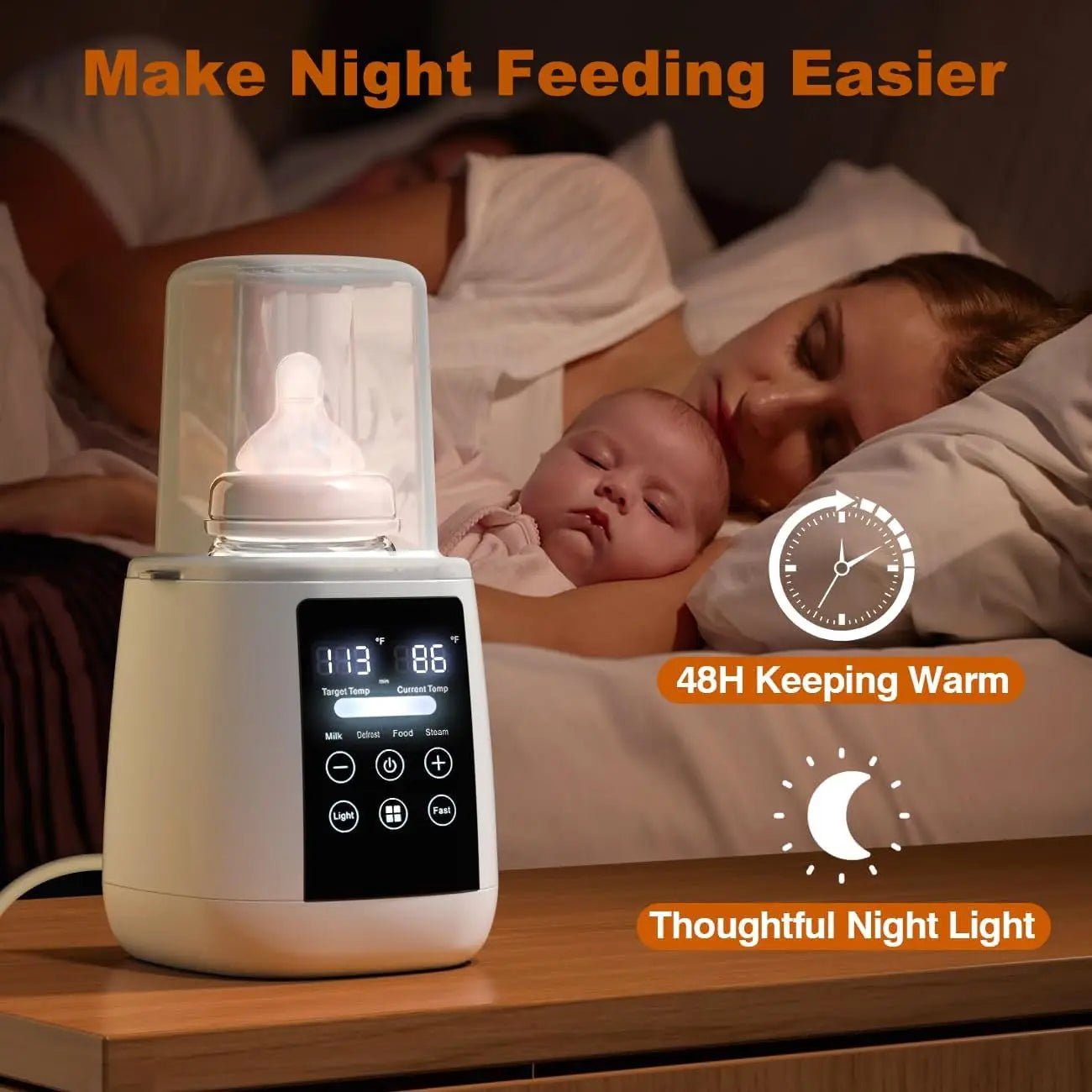 Baby Bottle Warmer & Sterilizer 24 hour 6 - in - 1Multifuntion Breast Milk Warmer Accurate Temperature Control Baby Bottle Heater - Baby Store