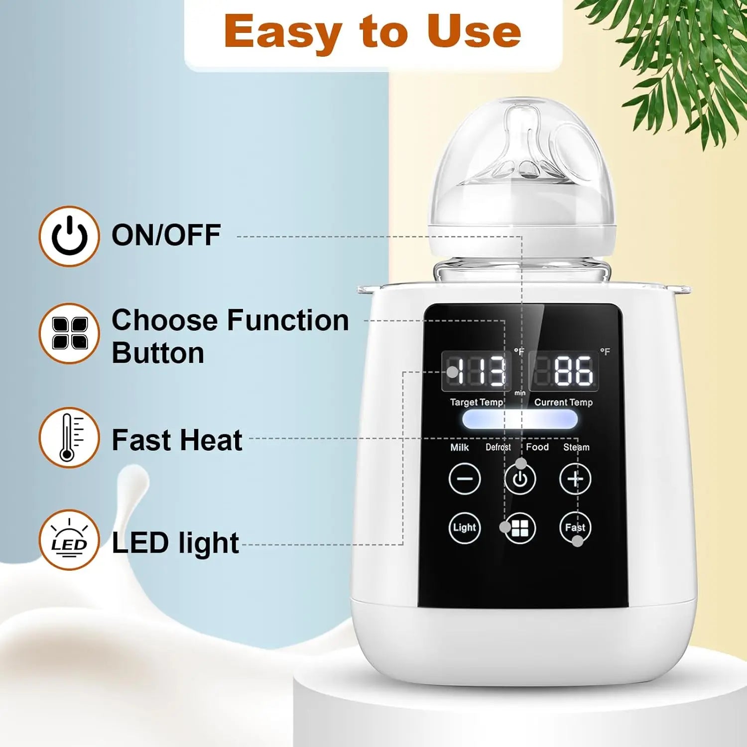 Baby Bottle Warmer & Sterilizer 24 hour 6-in-1Multifuntion Breast Milk Warmer Accurate Temperature Control Baby Bottle Heater