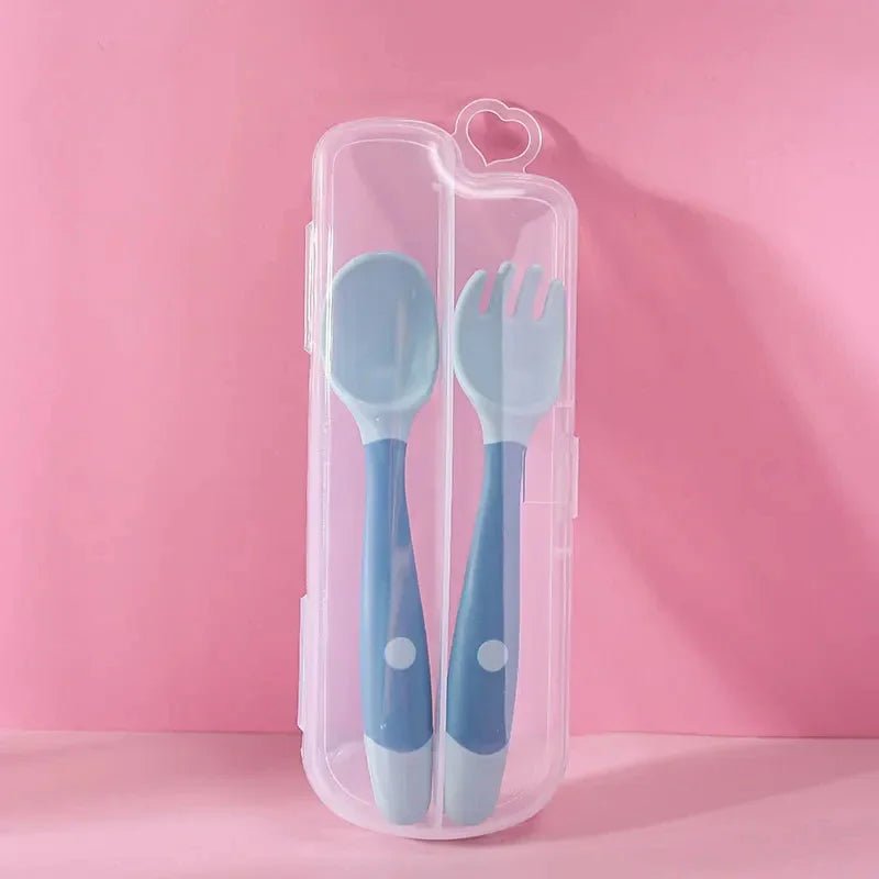 Baby Fork and Spoon Set Bendable Toddler Utensils Soft Silicone Handle Training Tableware Self Feeding Tools for Infants Kids BP