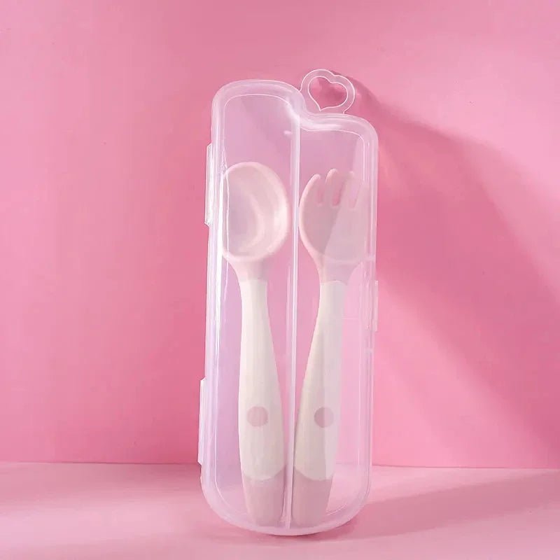 Baby Fork and Spoon Set Bendable Toddler Utensils Soft Silicone Handle Training Tableware Self Feeding Tools for Infants Kids BP