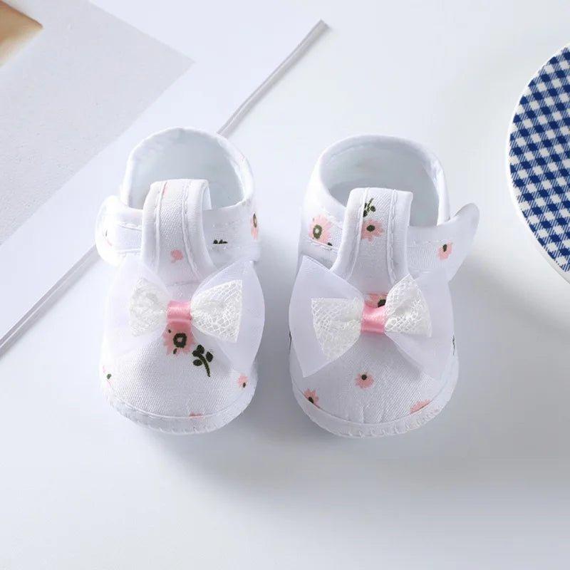 Baby Girl Shoes Cute Floral Bow First Walkers Soft Sole Crib Newborn Toddler Shoe Infant Baby Girls Shoes - Baby Store