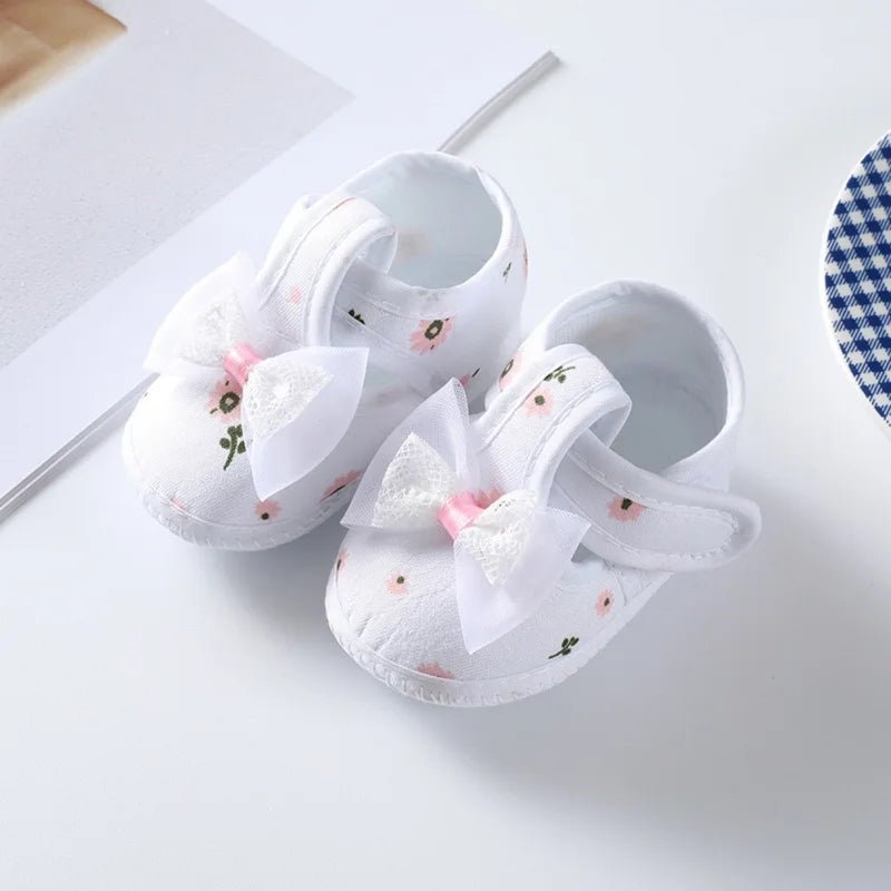 Baby Girl Shoes Cute Floral Bow First Walkers Soft Sole Crib Newborn Toddler Shoe Infant Baby Girls Shoes - Baby Store