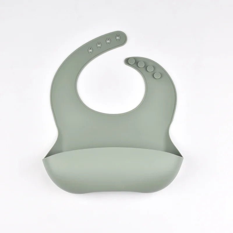 Baby Silicone Bib Waterproof Soft Solid Color 4-speed Adjustable Bibs Newborn Lunch Feeding Saliva Pocke Kids Eating Accessories