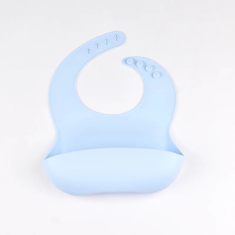 Baby Silicone Bib Waterproof Soft Solid Color 4-speed Adjustable Bibs Newborn Lunch Feeding Saliva Pocke Kids Eating Accessories