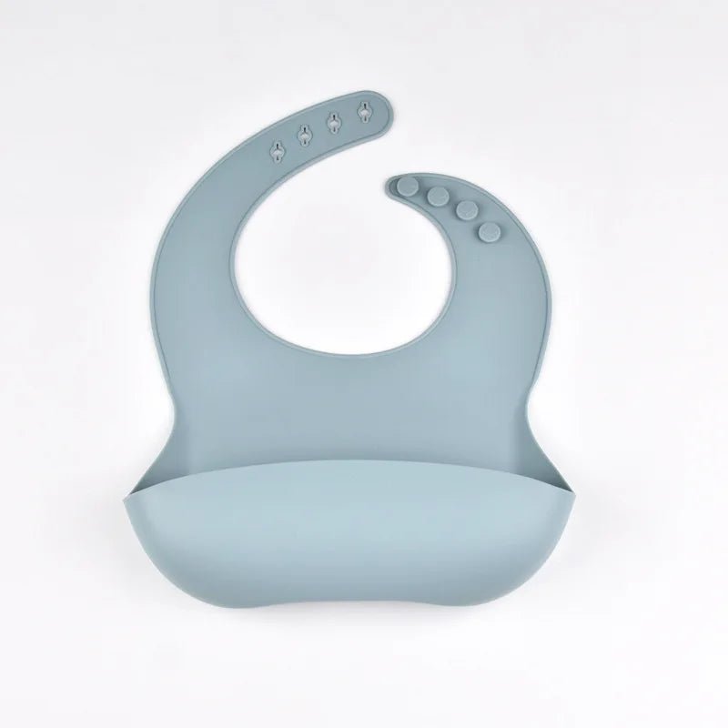 Baby Silicone Bib Waterproof Soft Solid Color 4-speed Adjustable Bibs Newborn Lunch Feeding Saliva Pocke Kids Eating Accessories