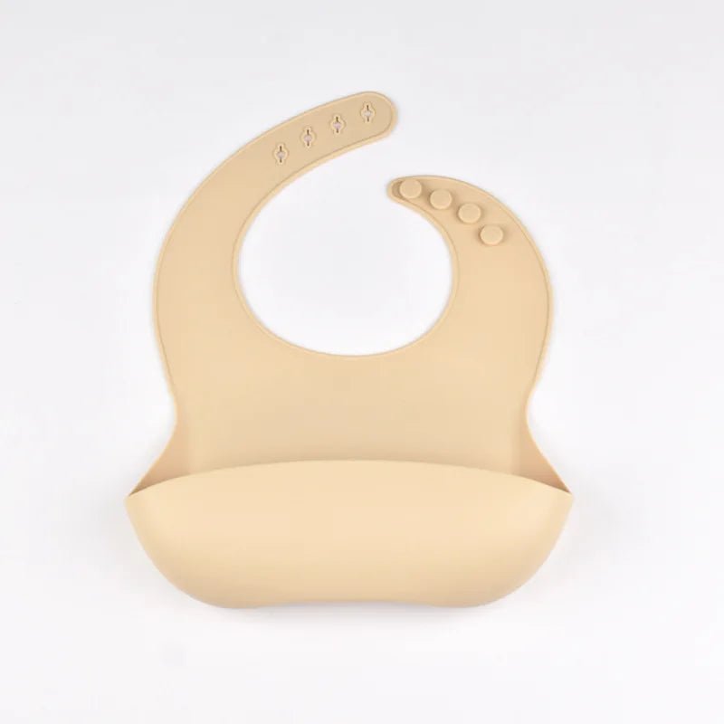 Baby Silicone Bib Waterproof Soft Solid Color 4-speed Adjustable Bibs Newborn Lunch Feeding Saliva Pocke Kids Eating Accessories