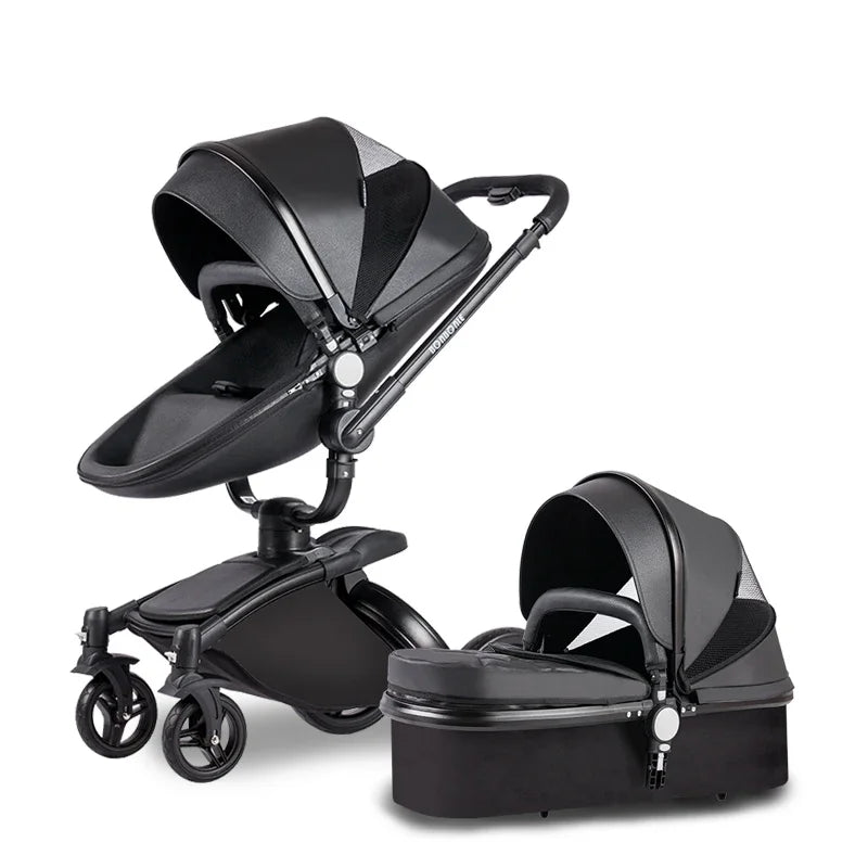 Baby Stroller 3 in 1 Luxury Pram For Newborn Carriage PU leather High Landscape trolley car 360 rotating baby Pushchair shell