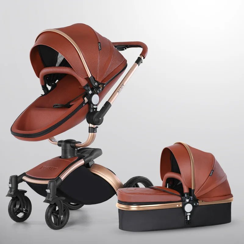 Baby Stroller 3 in 1 Luxury Pram For Newborn Carriage PU leather High Landscape trolley car 360 rotating baby Pushchair shell