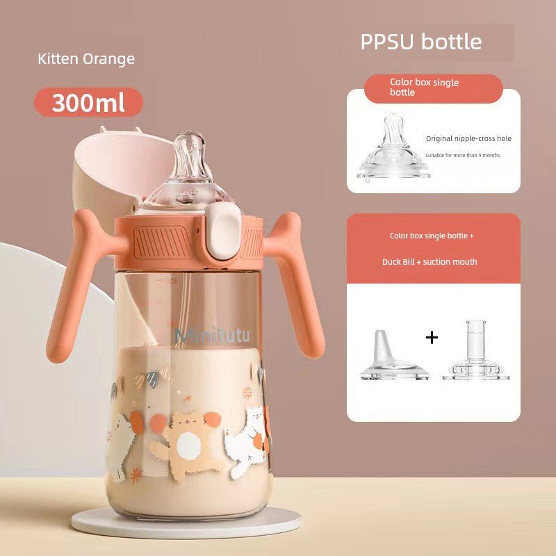 Baby Wide Caliber PPSU Milk Bottle Anti-Fall Anti-Flatulence Child Drinking Cup Child Baby Sippy Cup above June