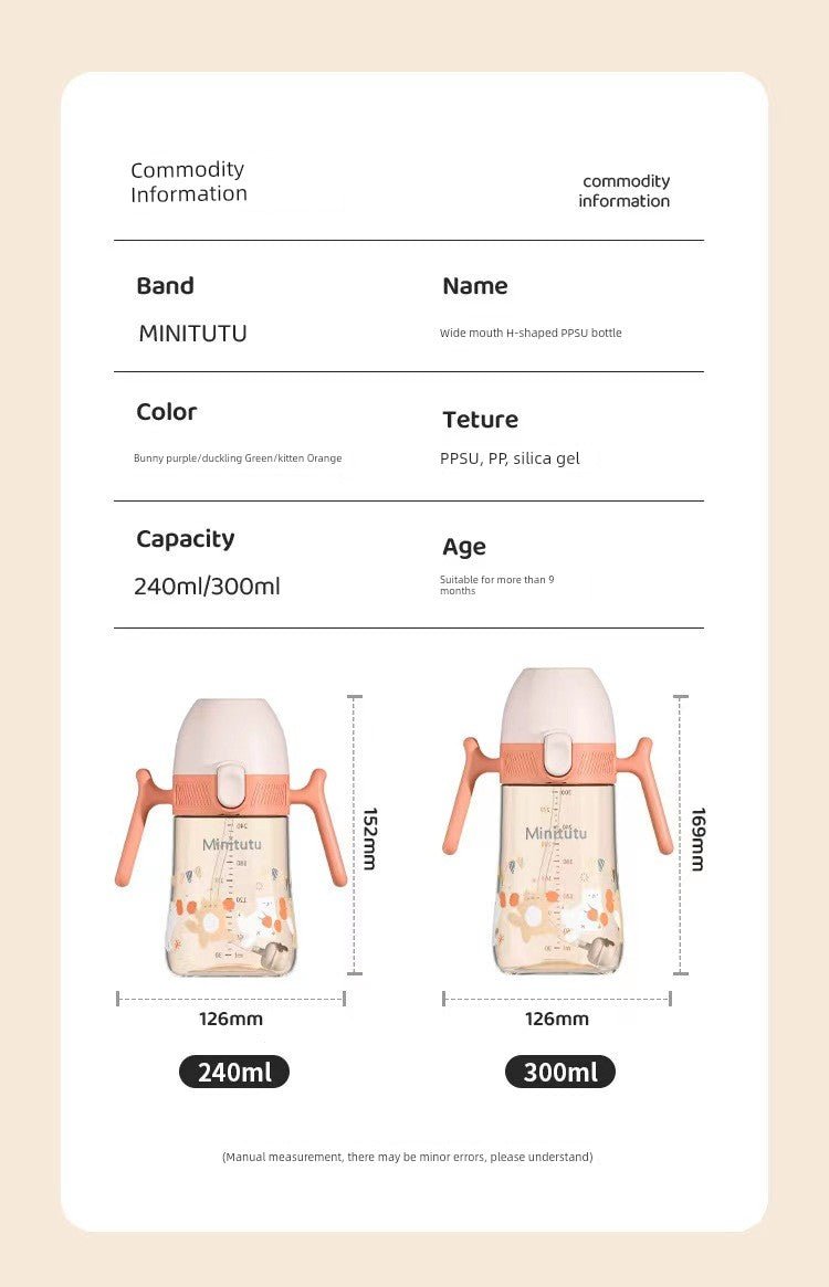 Baby Wide Caliber PPSU Milk Bottle Anti-Fall Anti-Flatulence Child Drinking Cup Child Baby Sippy Cup above June