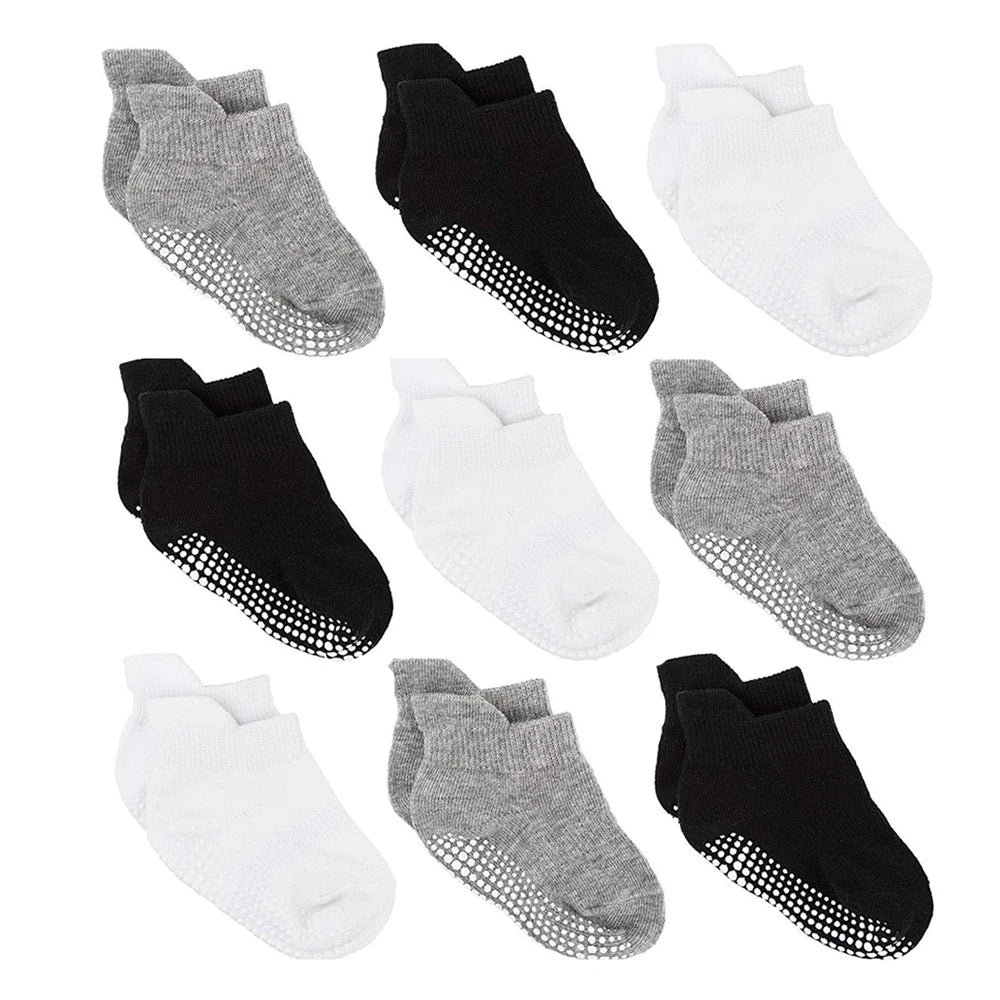 Boys 6 Pack Non Slip Baby Socks for 0 - 24M Newborn Bebe Girls Grips Anti Skid Ankle First Walker Infant Kids Cotton Sock 2021 - Baby Store