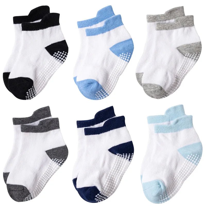 Boys 6 Pack Non Slip Baby Socks for 0-24M Newborn Bebe Girls Grips Anti Skid Ankle First Walker Infant Kids Cotton Sock 2021