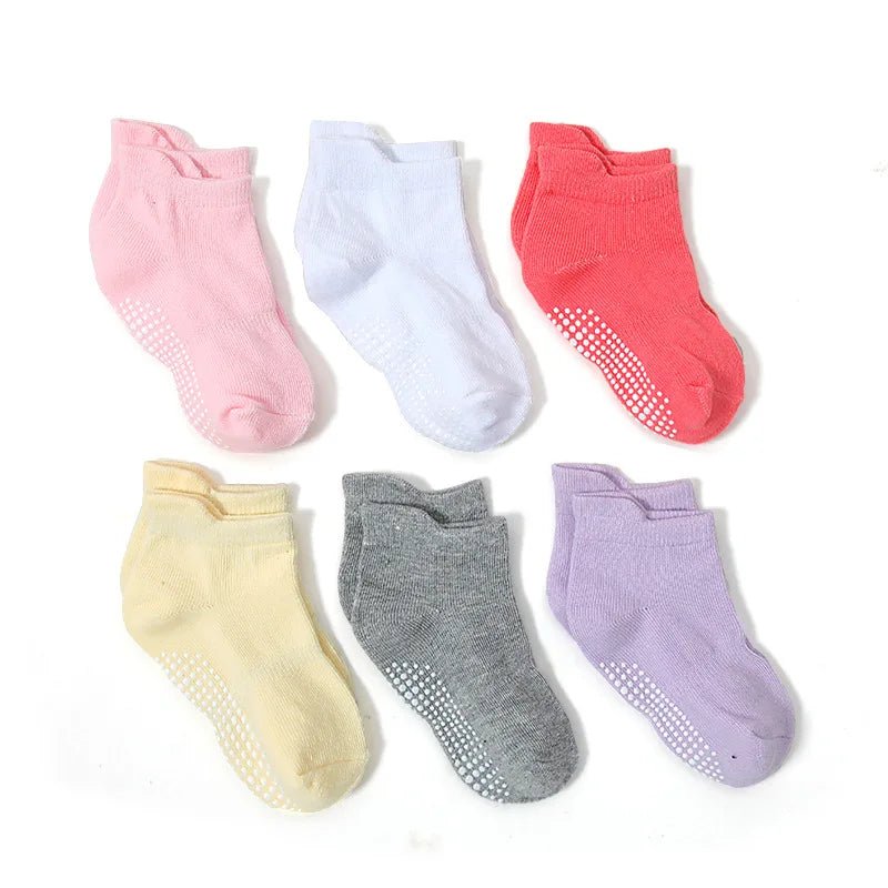 Boys 6 Pack Non Slip Baby Socks for 0-24M Newborn Bebe Girls Grips Anti Skid Ankle First Walker Infant Kids Cotton Sock 2021