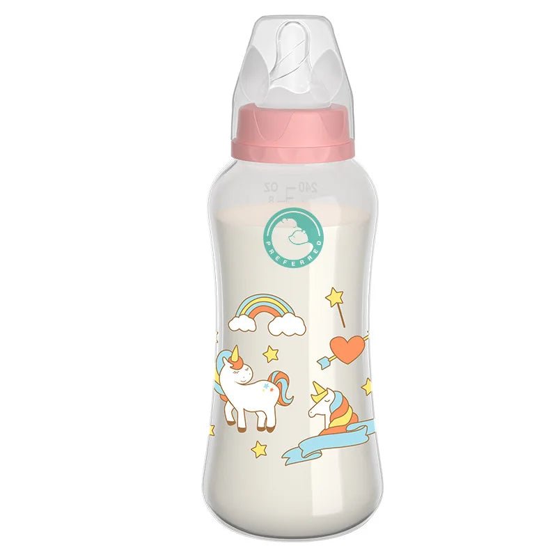 Dr.isla 150/240ML Baby PP Bottle Wide Mouth Newborn Baby Bottle with Handle Baby Milk Bottle Newborn Pattern Baby Cup BPA Free