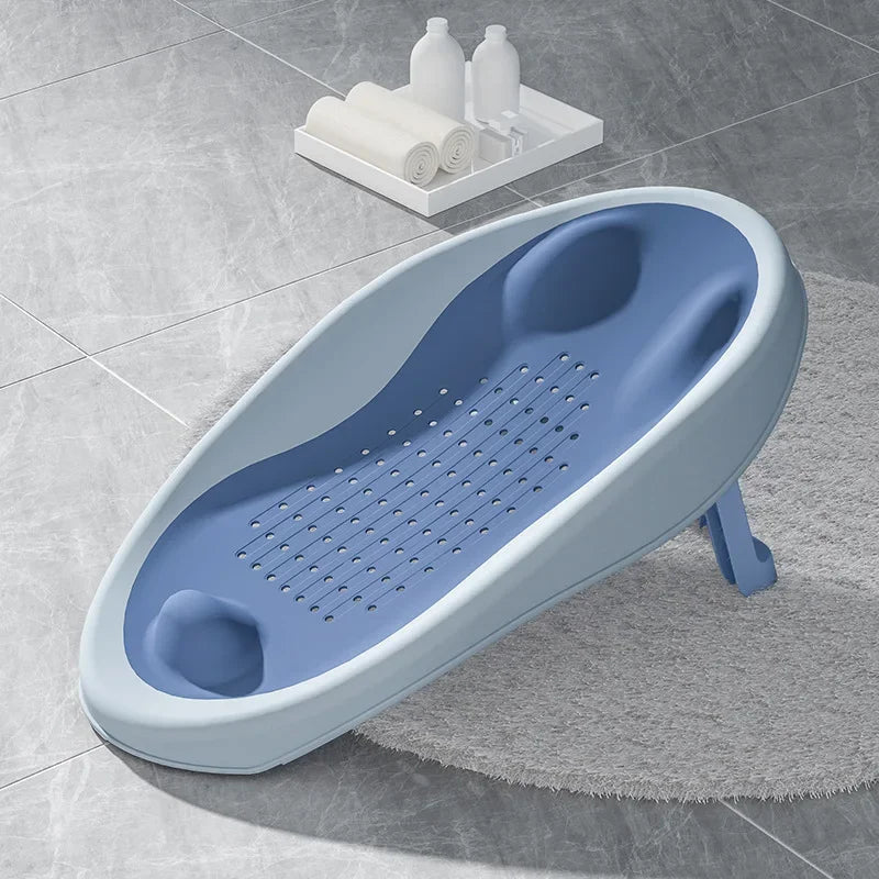 Foldable Baby Bath Seat - Non-Slip PP Shower Net Support, Ergonomic Backrest Design, Easy-Clean Christmas Gift for Toddlers