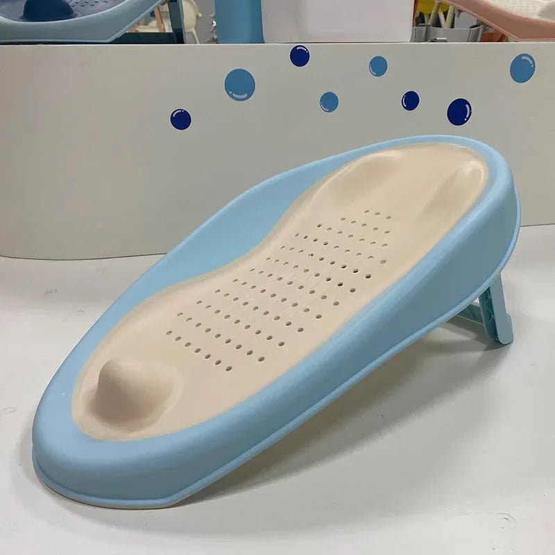 Foldable Baby Bath Seat - Non-Slip PP Shower Net Support, Ergonomic Backrest Design, Easy-Clean Christmas Gift for Toddlers