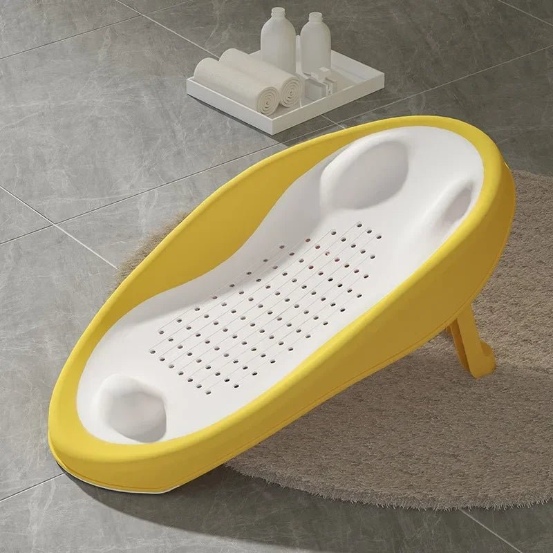 Foldable Baby Bath Seat - Non-Slip PP Shower Net Support, Ergonomic Backrest Design, Easy-Clean Christmas Gift for Toddlers