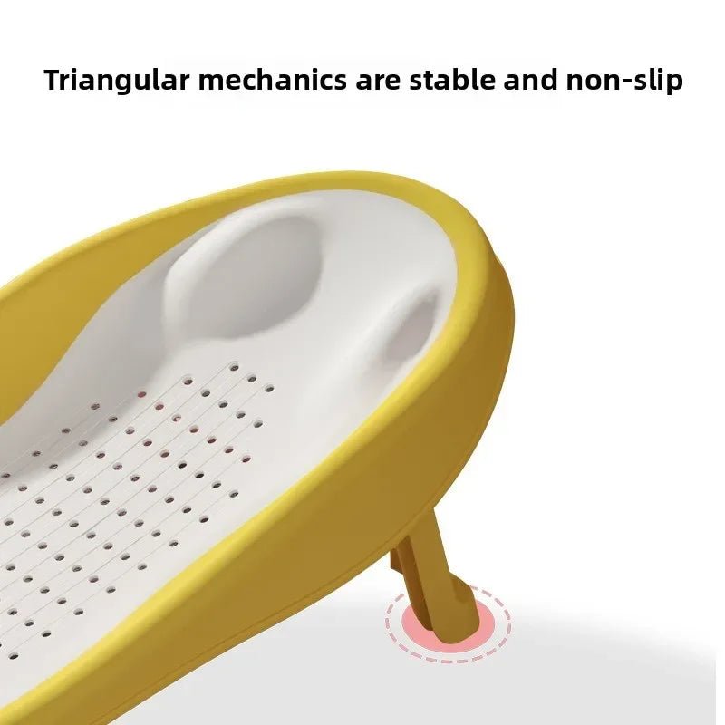 Foldable Baby Bath Seat - Non-Slip PP Shower Net Support, Ergonomic Backrest Design, Easy-Clean Christmas Gift for Toddlers
