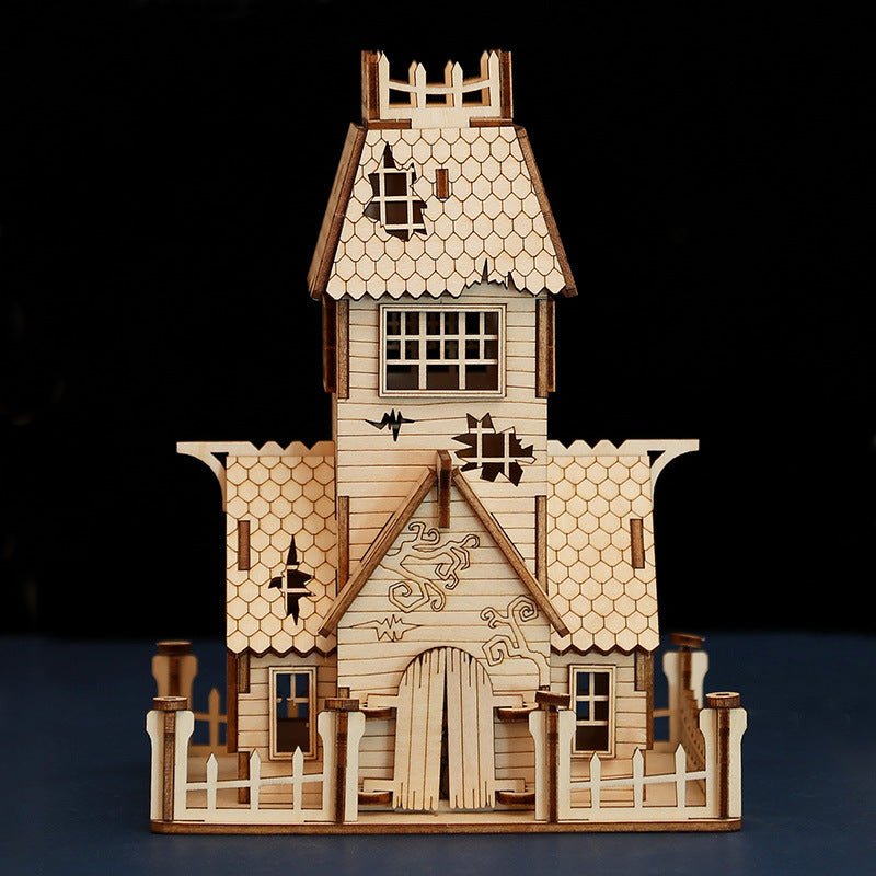 Halloween DIY House Wooden Puzzle Children's Handmade Halloween House Puzzle Toy