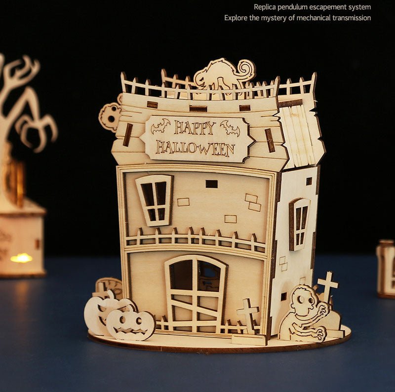 Halloween DIY House Wooden Puzzle Children's Handmade Halloween House Puzzle Toy - Baby Store