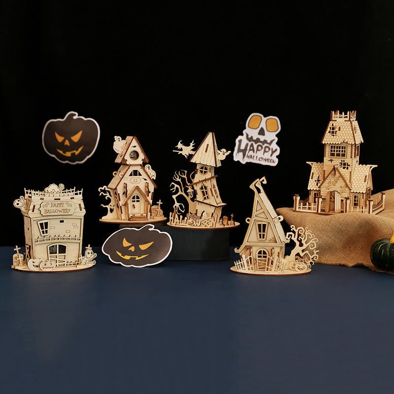 Halloween DIY House Wooden Puzzle Children's Handmade Halloween House Puzzle Toy - Baby Store