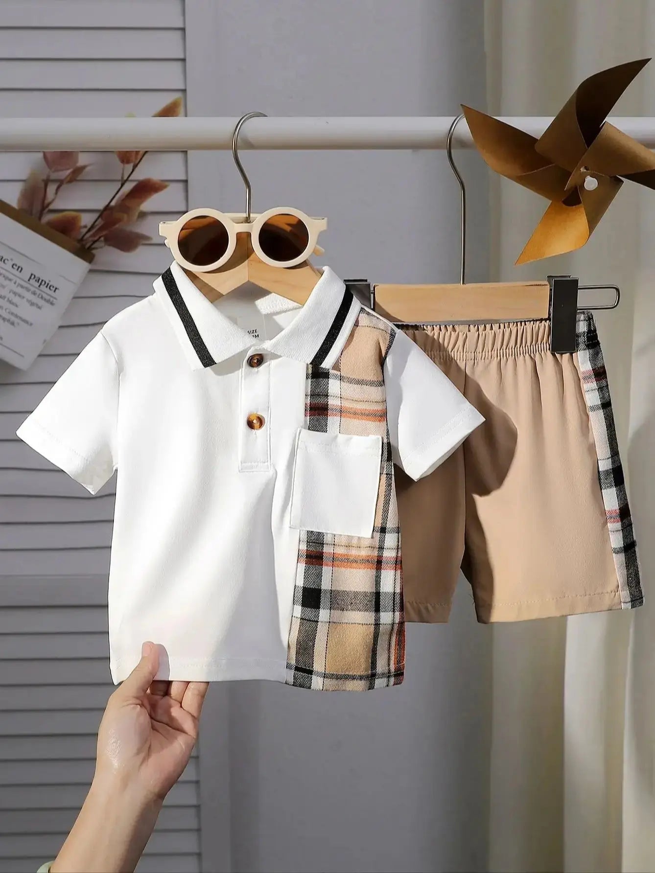 Infant Summer New Style Baby Boy’s Color - Block T-shirt and Shorts Fashion Leisure 2 - Piece Set - Baby Store